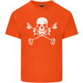 Metal Detector Skull Detecting Mens Cotton T-Shirt Tee Top Orange