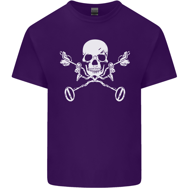 Metal Detector Skull Detecting Mens Cotton T-Shirt Tee Top Purple