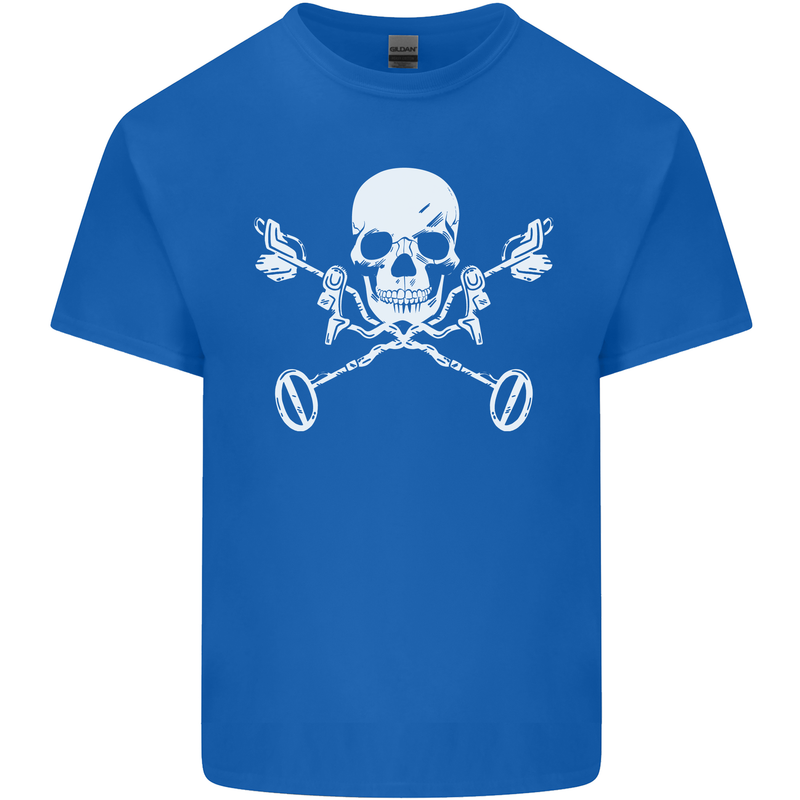 Metal Detector Skull Detecting Mens Cotton T-Shirt Tee Top Royal Blue