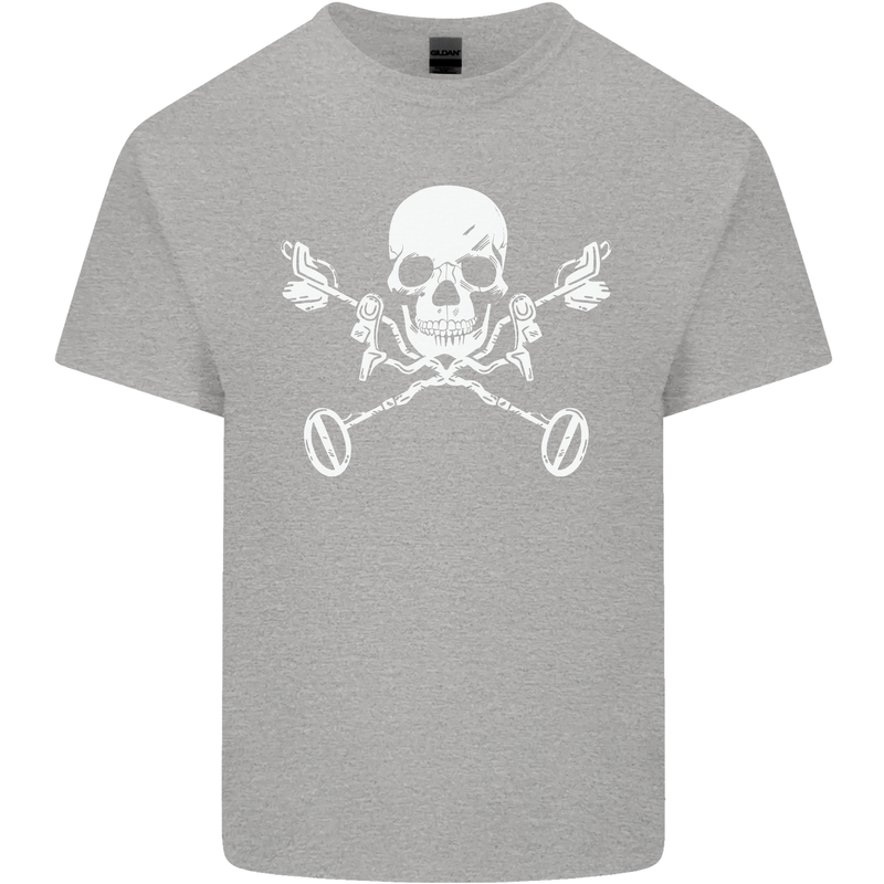 Metal Detector Skull Detecting Mens Cotton T-Shirt Tee Top Sports Grey