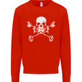 Metal Detector Skull Detecting Mens Sweatshirt Jumper Bright Red