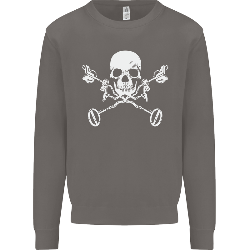 Metal Detector Skull Detecting Mens Sweatshirt Jumper Charcoal