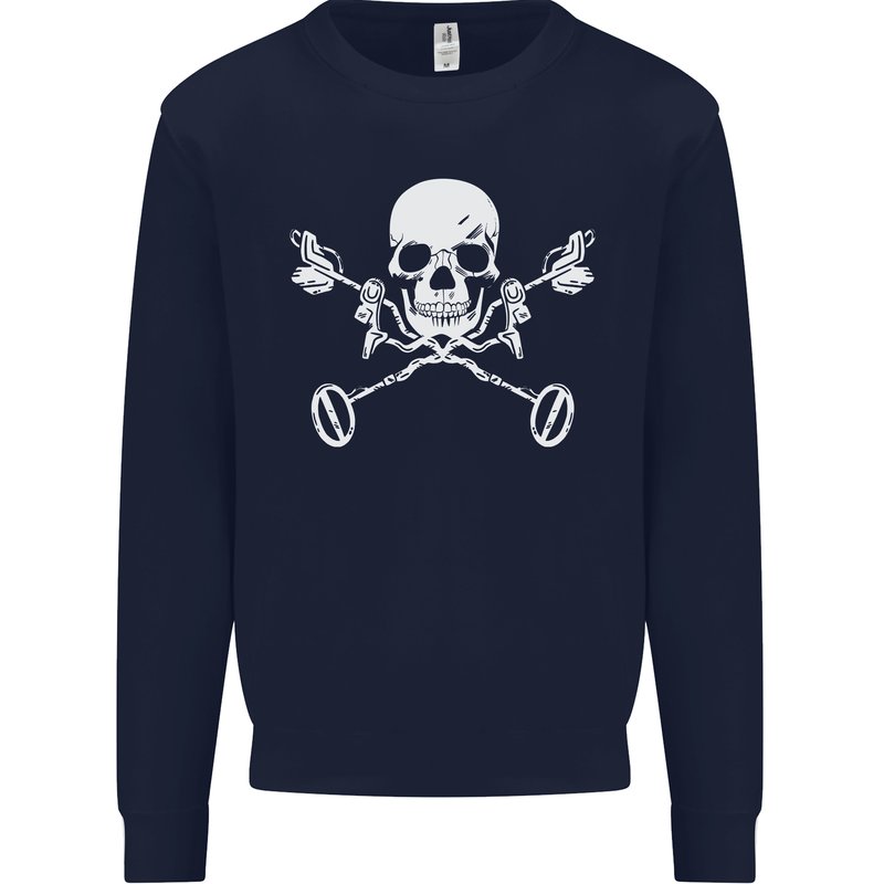 Metal Detector Skull Detecting Mens Sweatshirt Jumper Navy Blue