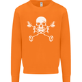 Metal Detector Skull Detecting Mens Sweatshirt Jumper Orange