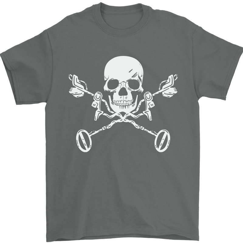 Metal Detector Skull Detecting Mens T-Shirt 100% Cotton Charcoal