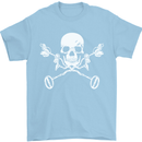 Metal Detector Skull Detecting Mens T-Shirt 100% Cotton Light Blue