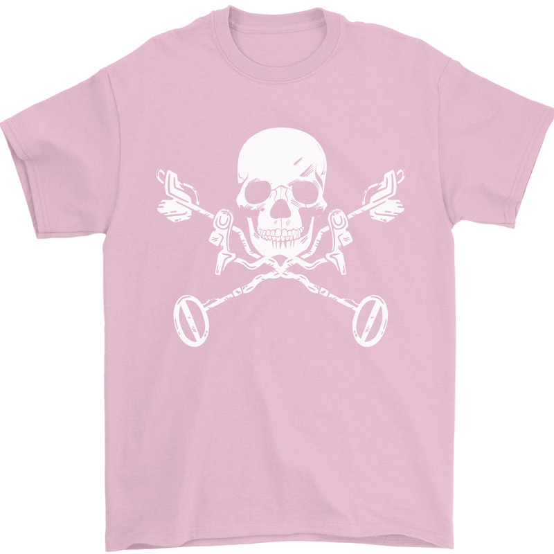 Metal Detector Skull Detecting Mens T-Shirt 100% Cotton Light Pink