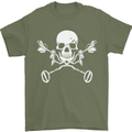 Metal Detector Skull Detecting Mens T-Shirt 100% Cotton Military Green