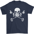 Metal Detector Skull Detecting Mens T-Shirt 100% Cotton Navy Blue