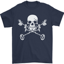 Metal Detector Skull Detecting Mens T-Shirt 100% Cotton Navy Blue