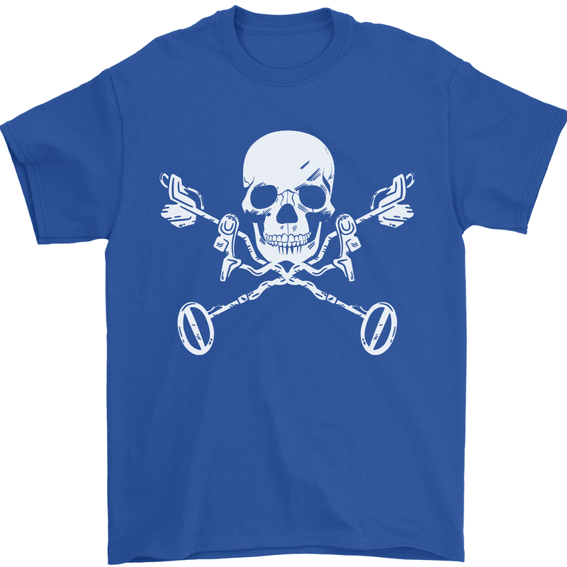 Metal Detector Skull Detecting Mens T-Shirt 100% Cotton Royal Blue