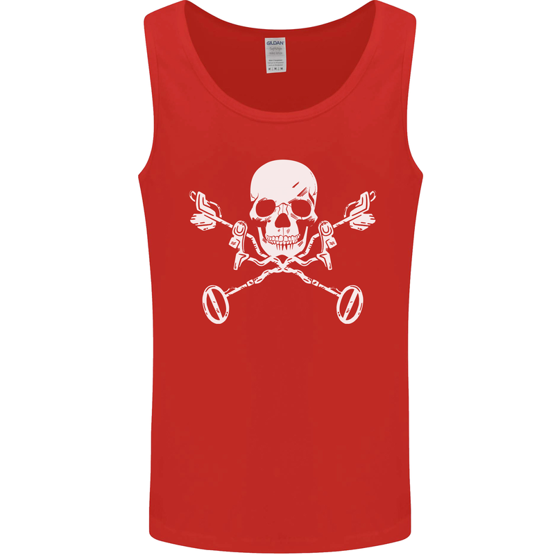 Metal Detector Skull Detecting Mens Vest Tank Top Red