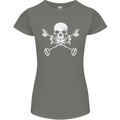 Metal Detector Skull Detecting Womens Petite Cut T-Shirt Charcoal