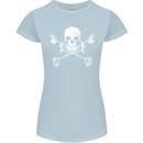 Metal Detector Skull Detecting Womens Petite Cut T-Shirt Light Blue