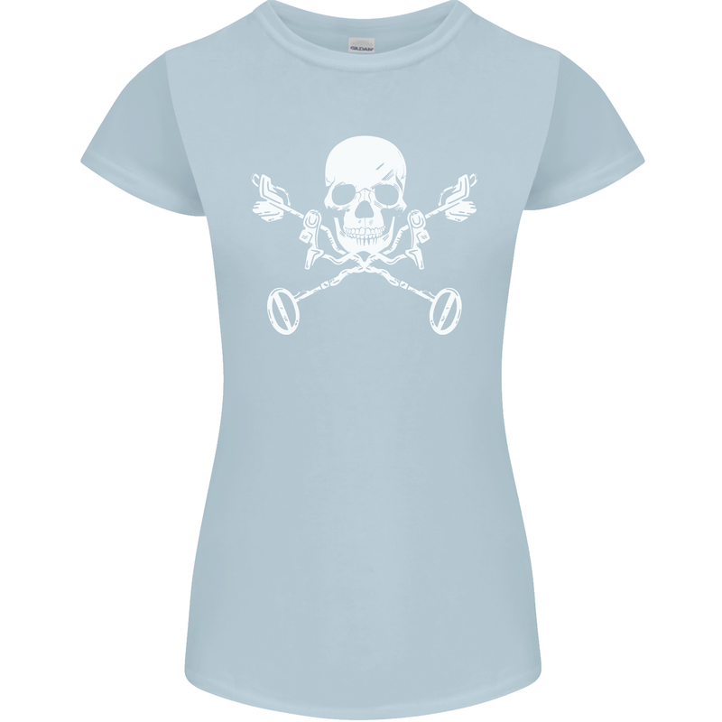 Metal Detector Skull Detecting Womens Petite Cut T-Shirt Light Blue
