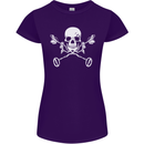 Metal Detector Skull Detecting Womens Petite Cut T-Shirt Purple