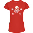 Metal Detector Skull Detecting Womens Petite Cut T-Shirt Red