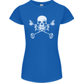 Metal Detector Skull Detecting Womens Petite Cut T-Shirt Royal Blue