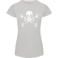 Metal Detector Skull Detecting Womens Petite Cut T-Shirt Sports Grey