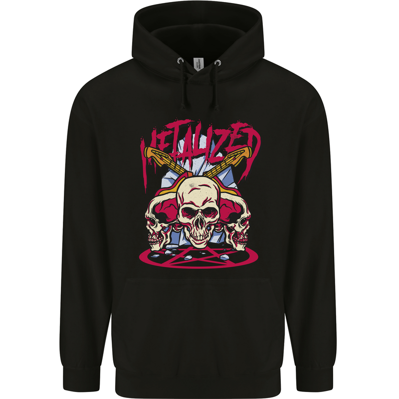 Metalized Heavy Metal Demonic Skulls Death Childrens Kids Hoodie Black