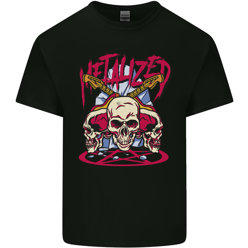 Metalized Heavy Metal Demonic Skulls Death Kids T-Shirt Childrens Black