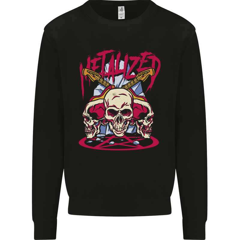 Metalized Heavy Metal Demonic Skulls Death Mens Sweatshirt Jumper Black