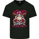 Metalized Heavy Metal Demonic Skulls Death Mens V-Neck Cotton T-Shirt Black