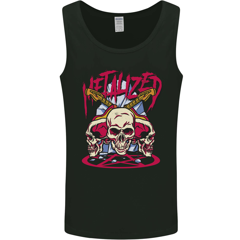 Metalized Heavy Metal Demonic Skulls Death Mens Vest Tank Top Black