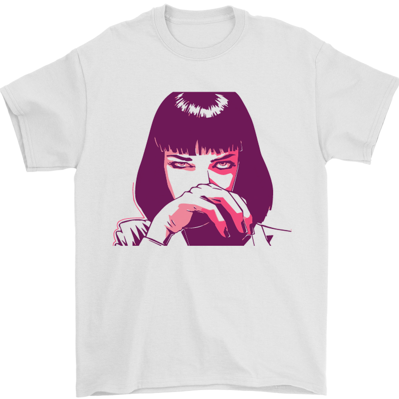 Mia Wallace Snorting Cocaine Drugs Movie Mens T-Shirt Cotton Gildan White