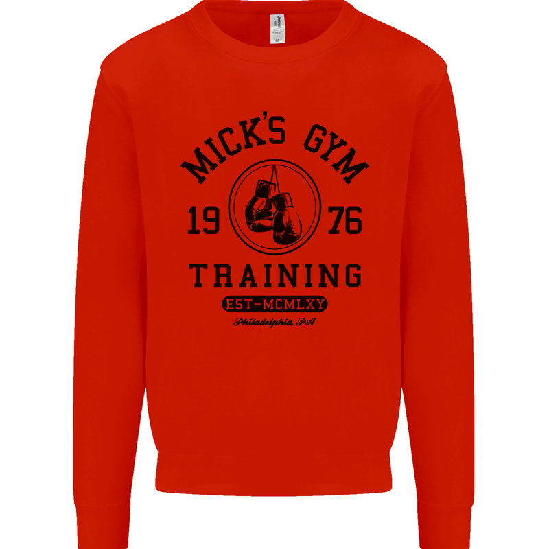 Mick's Gym Boxing Boxer Movie Kids Sweatshirt Jumper Bright Red