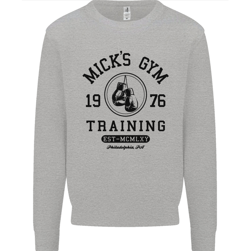 Mick's Gym Boxing Boxer Movie Kids Sweatshirt Jumper Sports Grey