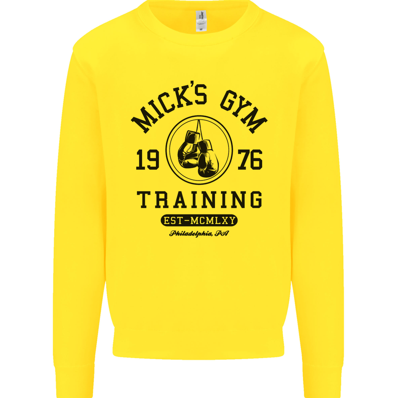 Mick's Gym Boxing Boxer Movie Kids Sweatshirt Jumper Yellow