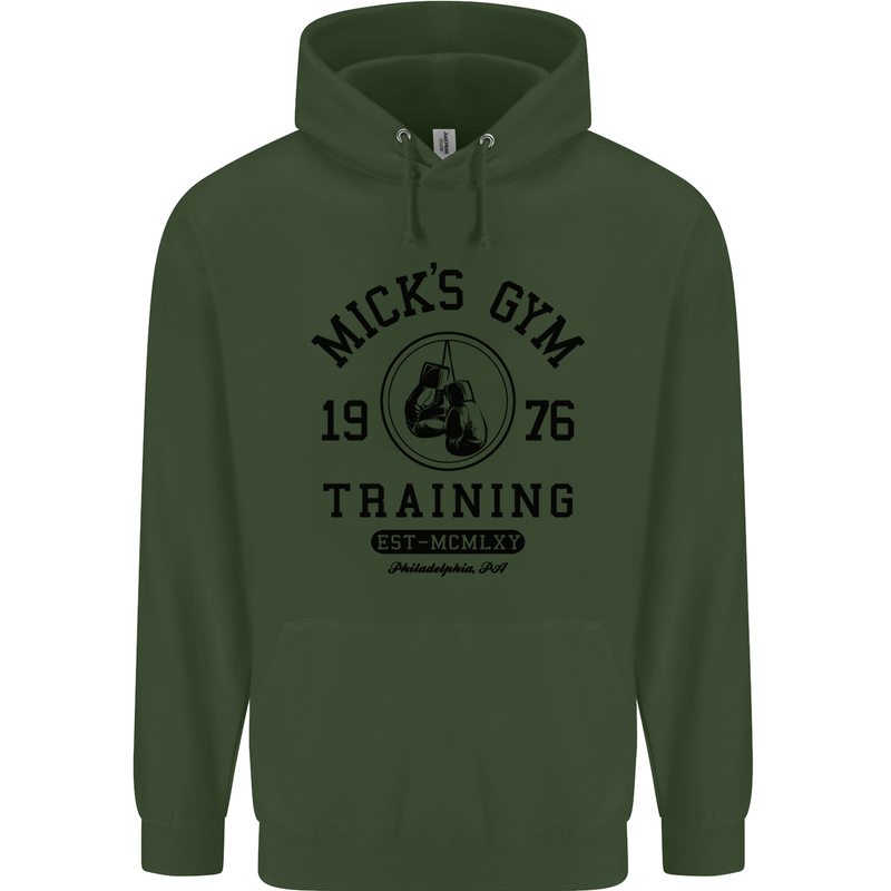 Mick's Gym Boxing Boxer Movie Mens 80% Cotton Hoodie Forest Green