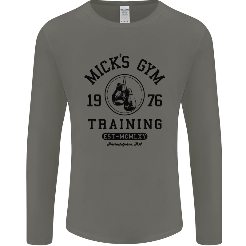 Mick's Gym Boxing Boxer Movie Mens Long Sleeve T-Shirt Charcoal