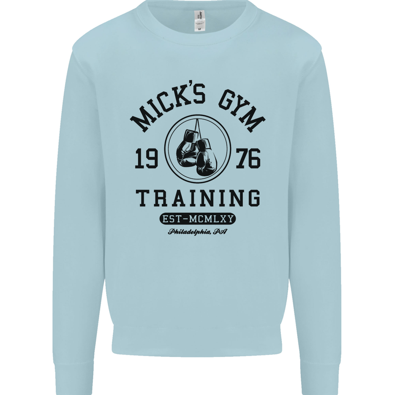 Mick's Gym Boxing Boxer Movie Mens Sweatshirt Jumper Light Blue