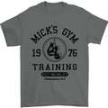 Mick's Gym Boxing Boxer Movie Mens T-Shirt Cotton Gildan Charcoal