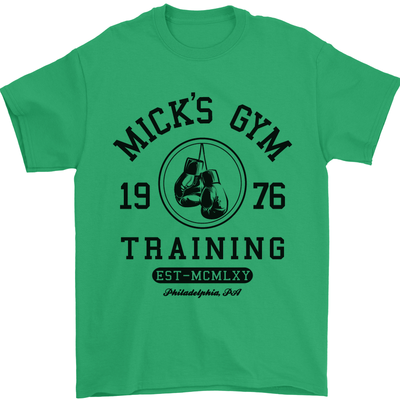 Mick's Gym Boxing Boxer Movie Mens T-Shirt Cotton Gildan Irish Green