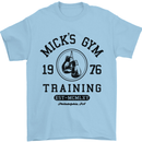 Mick's Gym Boxing Boxer Movie Mens T-Shirt Cotton Gildan Light Blue