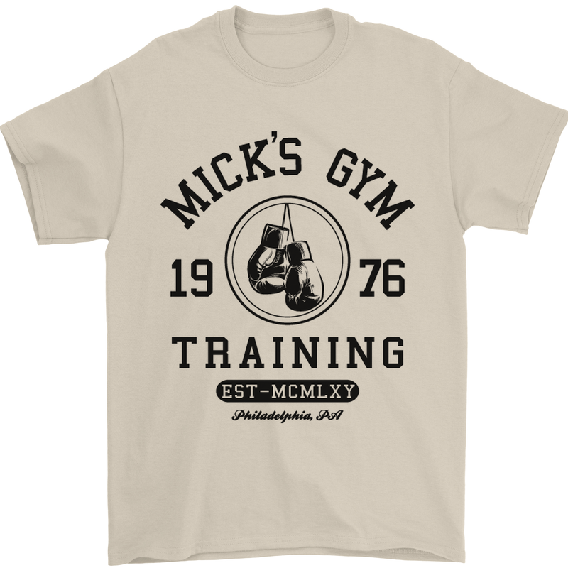 Mick's Gym Boxing Boxer Movie Mens T-Shirt Cotton Gildan Sand