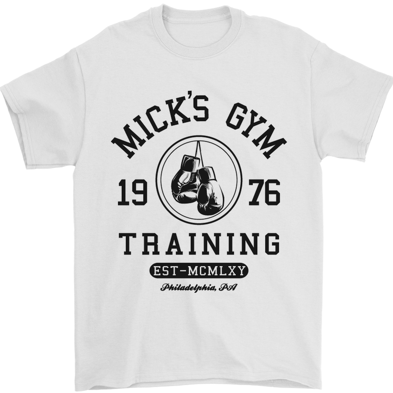 Mick's Gym Boxing Boxer Movie Mens T-Shirt Cotton Gildan White