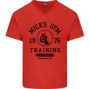 Mick's Gym Boxing Boxer Movie Mens V-Neck Cotton T-Shirt Red