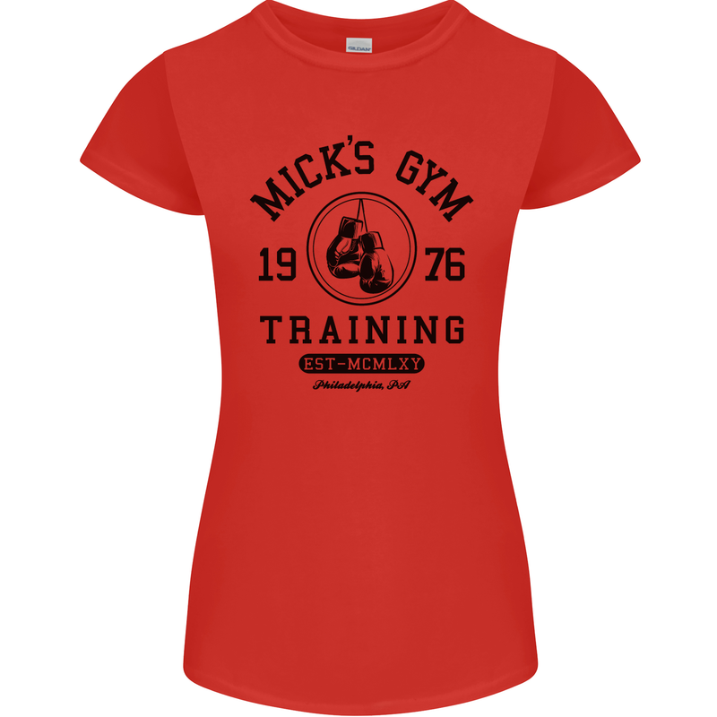 Mick's Gym Boxing Boxer Movie Womens Petite Cut T-Shirt Red