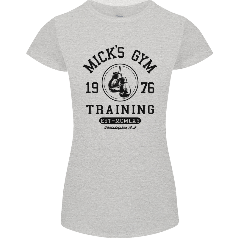 Mick's Gym Boxing Boxer Movie Womens Petite Cut T-Shirt Sports Grey