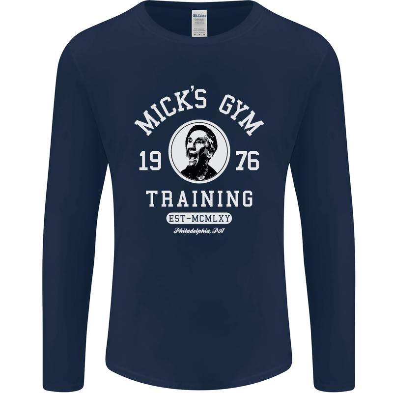 Micks Gym Training Boxing Boxer Box Mens Long Sleeve T-Shirt Navy Blue