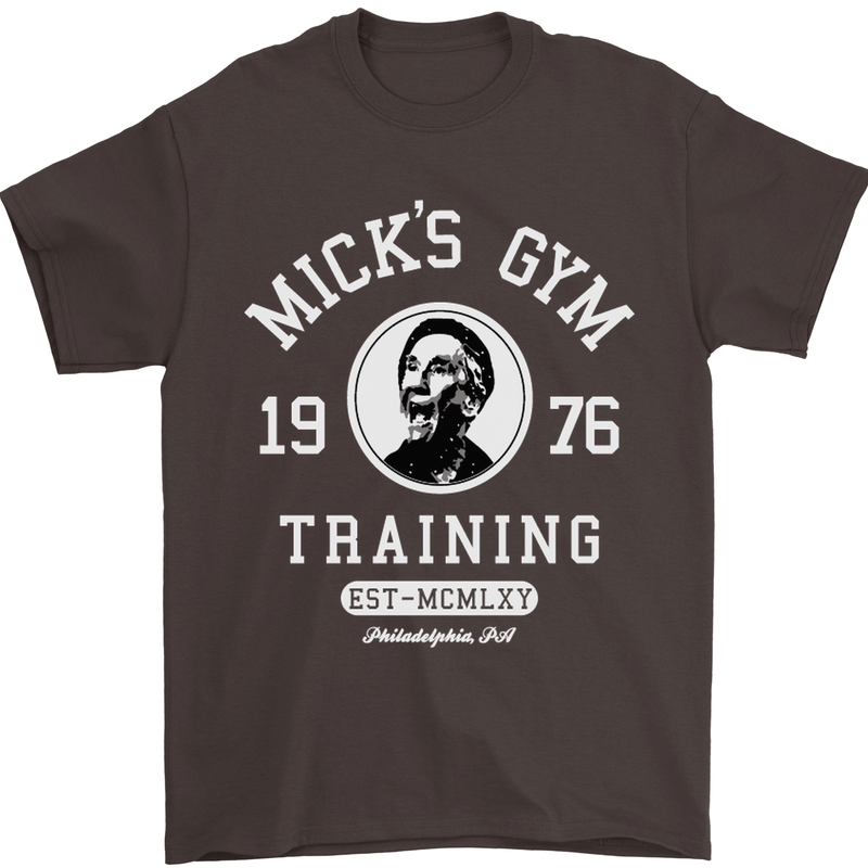 Micks Gym Training Boxing Boxer Box Mens T-Shirt Cotton Gildan Dark Chocolate