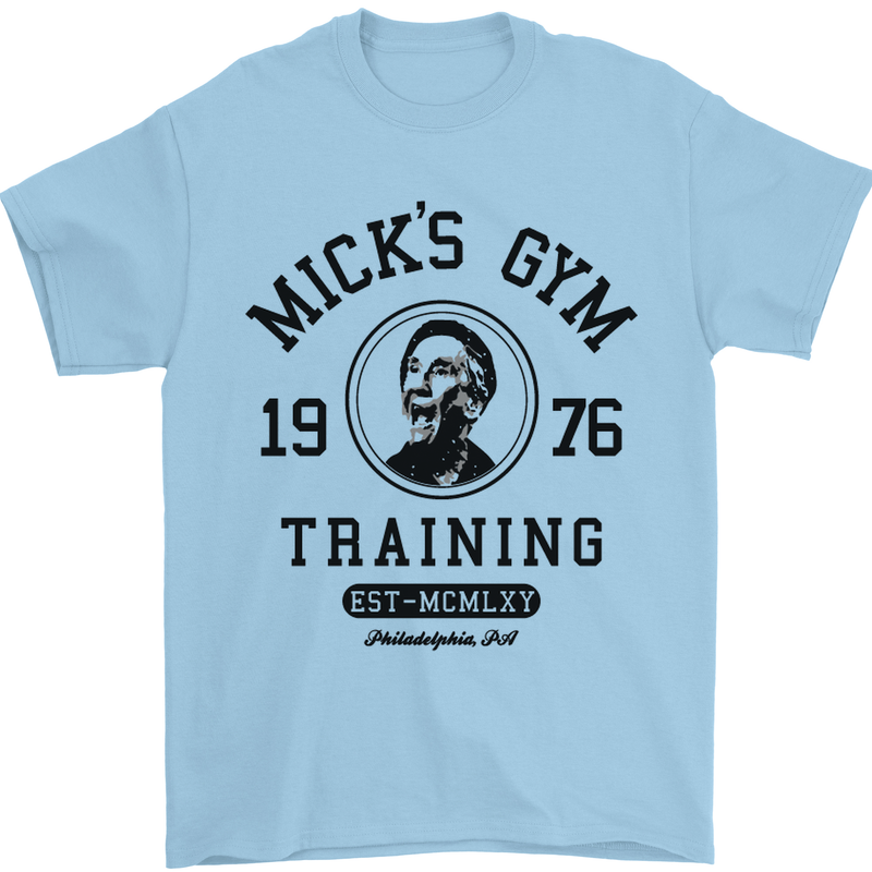 Micks Gym Training Boxing Boxer Box Mens T-Shirt Cotton Gildan Light Blue