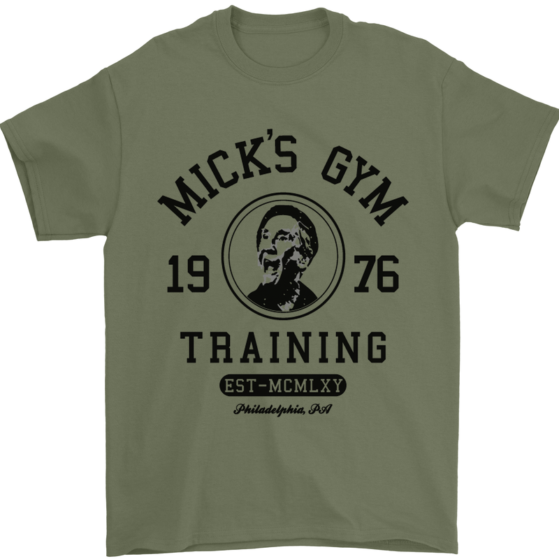 Micks Gym Training Boxing Boxer Box Mens T-Shirt Cotton Gildan Military Green
