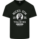 Micks Gym Training Boxing Boxer Box Mens V-Neck Cotton T-Shirt Black