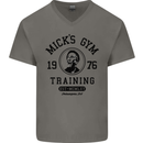 Micks Gym Training Boxing Boxer Box Mens V-Neck Cotton T-Shirt Charcoal