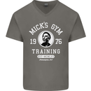 Micks Gym Training Boxing Boxer Box Mens V-Neck Cotton T-Shirt Charcoal